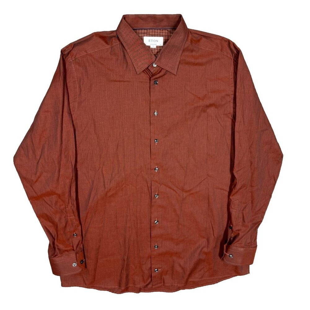 Eton Contemporary Dress Shirt Fine Twill Bronze Cotton Long Sleeve 18.5 XXXL